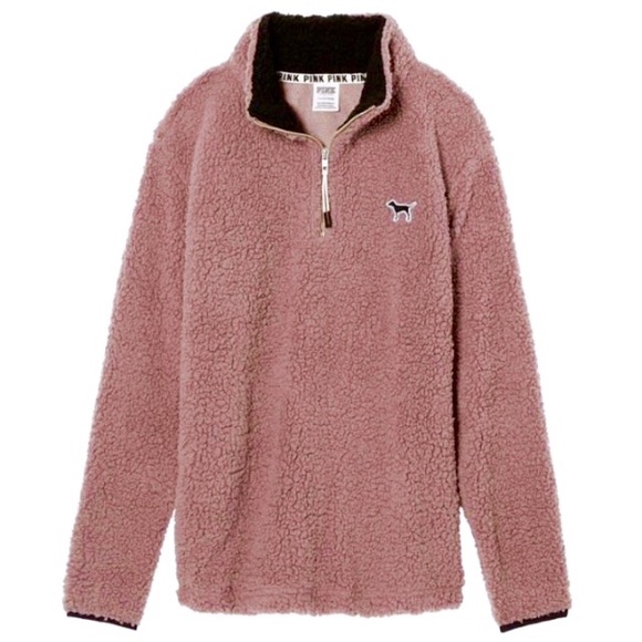 PINK Victoria's Secret Jackets & Blazers - 🌈 RARE VS Pink 1/4 zip Mauve Sherpa